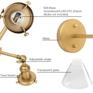 PERMO Vintage Glass Sconce Light for Industrial Decor