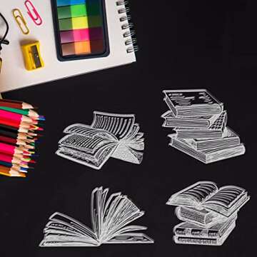 GLOBLELAND Books and Bookshelf Silicone Clear Stamps Transparent Stamps for Birthday Easter Holiday Cards Making DIY Scrapbooking Photo Album Decoration Paper Craft