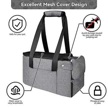 Cathpetic Pet Car Seat Travel Carrier - Console Car Seat for Dogs UP to 12 Lbs, Dog Carriers for Small Dogs, Airline Approved Cat Carrier for Travel and Shopping, Washing Machine