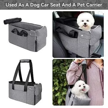 Cathpetic Pet Car Seat Travel Carrier - Console Car Seat for Dogs UP to 12 Lbs, Dog Carriers for Small Dogs, Airline Approved Cat Carrier for Travel and Shopping, Washing Machine