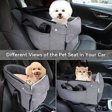 Cathpetic Pet Car Seat Travel Carrier - Console Car Seat for Dogs UP to 12 Lbs, Dog Carriers for Small Dogs, Airline Approved Cat Carrier for Travel and Shopping, Washing Machine