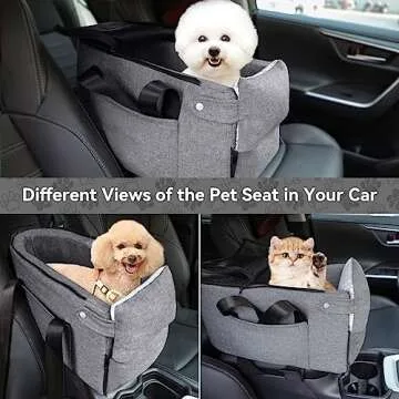 Cathpetic Pet Car Seat Travel Carrier - Console Car Seat for Dogs UP to 12 Lbs, Dog Carriers for Small Dogs, Airline Approved Cat Carrier for Travel and Shopping, Washing Machine