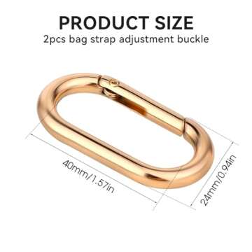 2 Pcs Spring O Ring Clip for Purse Strap Oval Snap Clip Gold Key Rings for Keychain Alloy Round Buck...