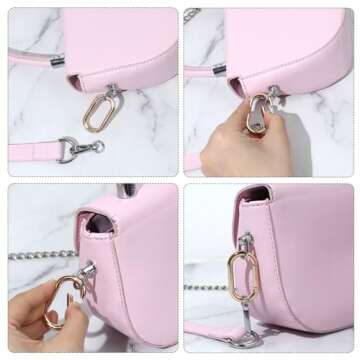 2 Pcs Spring O Ring Clip for Purse Strap Oval Snap Clip Gold Key Rings for Keychain Alloy Round Buckle Key Hook Purse Strap Extender Clip for Keys, Bag, Handbag, Crafts 1.93"×0.94"