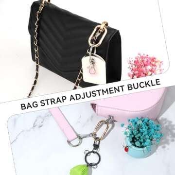 2 Pcs Spring O Ring Clip for Purse Strap Oval Snap Clip Gold Key Rings for Keychain Alloy Round Buckle Key Hook Purse Strap Extender Clip for Keys, Bag, Handbag, Crafts 1.93"×0.94"