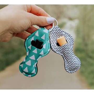 ZARIO Chapstick Holder Keychain - 5 Pack Neoprene Lip Balm Holder