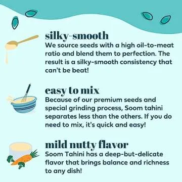 Soom Foods Organic Tahini 11oz (2 Pack) | Roasted & Ground Sesame Seed Paste | Creamy Texture for Hummus, Sauces, Dips, Dressings | Vegan, Peanut-Free, Nut-Free, Gluten-Free, Dairy-Free, Keto, Paleo, Kosher | All-Natural