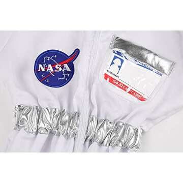 Nuehoryu NASA Pilot Costume for Kids Astronaut NASA Costume for Boys Girls Space Jumpsuit for Halloween dress up (7-10 Years)