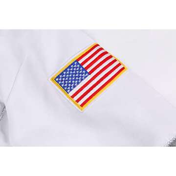 Nuehoryu NASA Pilot Costume for Kids Astronaut NASA Costume for Boys Girls Space Jumpsuit for Halloween dress up (7-10 Years)