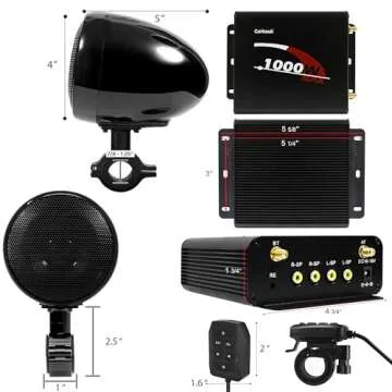 GoHawk TN4-Q 1000W 4 Channel Amplifier 4" Full-Range Waterproof Bluetooth Motorcycle Stereo Speakers Audio System AUX USB SD Radio for 1-1.5" Handlebar Harley Touring Cruiser ATV