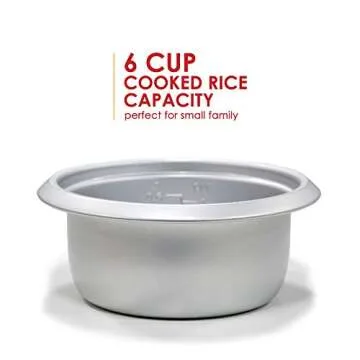 Elite Gourmet ERC-003 Electric Rice Cooker with Automatic Keep Warm Makes Soups, Stews, Grains, Hot Cereals, White, 6 Cups Cooked (3 Cups Uncooked)
