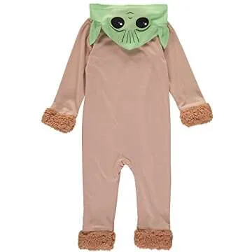 STAR WARS Baby Yoda Costume - New Born Halloween Costume Infant Boys' Long Sleeve Hooded Romper Body...