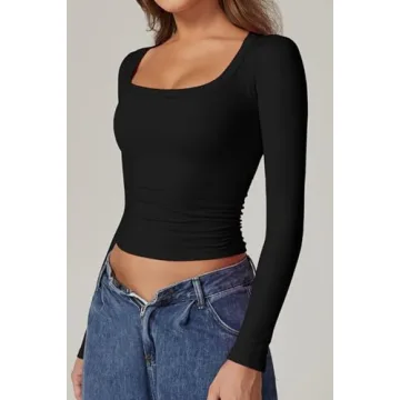 QINSEN Long Sleeve Crop Top for Fashionable Women