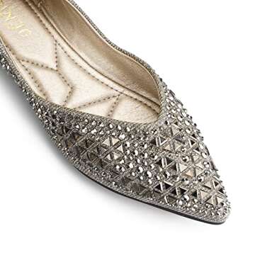 Rhinestone Pointed Head Ballet Flats for Women - Chic & Comfortable Size 8.5-9