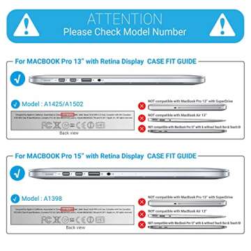 IBENZER Compatible with MacBook Pro 13 Inch Case 2015 2014 2013 end 2012 A1502 A1425, Hard Shell Cas...
