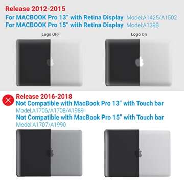 IBENZER Compatible with MacBook Pro 13 Inch Case 2015 2014 2013 end 2012 A1502 A1425, Hard Shell Case with Keyboard Cover for Old Version Apple Mac Pro Retina 13, Black, R13BK +1 A