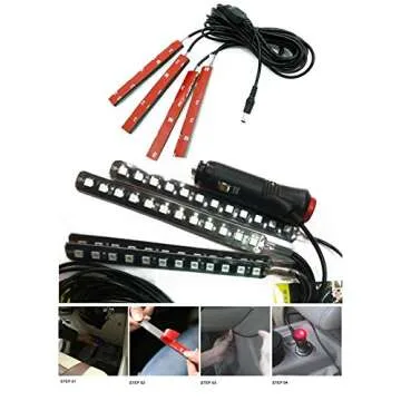 Car LED Strip Light, EJ's SUPER CAR 4pcs 36 LED Car Interior Lights Under Dash Lighting Waterproof Kit,Atmosphere Neon Lights Strip for Car,DC 12V(Pink)