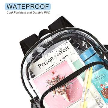 Clear Mini Backpack Stadium Approved, Waterproof and Lightweight Heavy Duty Transparent Backpack for...