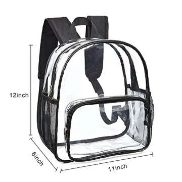 Clear Mini Backpack Stadium Approved, Waterproof and Lightweight Heavy Duty Transparent Backpack for Concert, Security Travel & Stadium