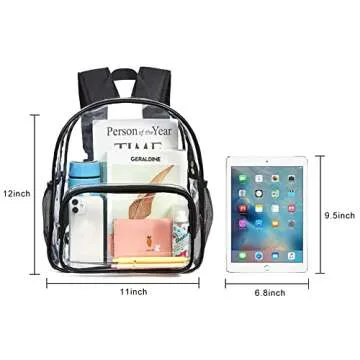 Clear Mini Backpack Stadium Approved, Waterproof and Lightweight Heavy Duty Transparent Backpack for Concert, Security Travel & Stadium