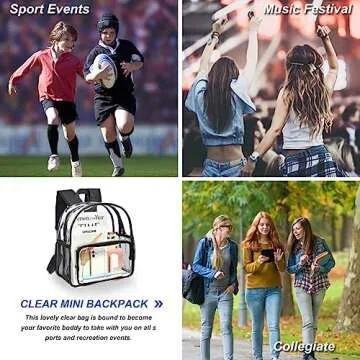 Clear Mini Backpack Stadium Approved, Waterproof and Lightweight Heavy Duty Transparent Backpack for Concert, Security Travel & Stadium