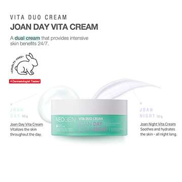 NEOGEN x JOAN KIM Vita Duo Cream Joan Day & Joan Night (100 g / 3.52 Oz) – Brightening & Hydrating & Soothing Day and Night Cream with Vitamin C, Green Tea and Lavender – Korean Skin Care