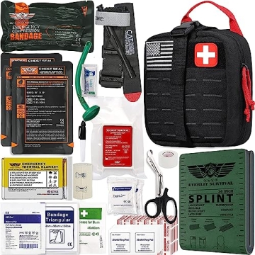 EVERLIT Advanced Emergency Trauma Kit, CAT GEN-7 Tourniquet Mil-Spec Nylon Laser Cut Pouch with 36" ...
