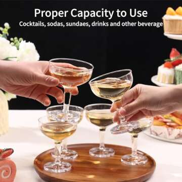 ZOMUIA 50 Pack Acrylic Champagne Coupe Glasses Plastic Champagne Tower for Party Wedding Martini Cocktail Glasses Reusable Champagne Cups for Wedding Birthday Party Anniversary, 5oz