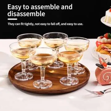 ZOMUIA 50 Pack Acrylic Champagne Coupe Glasses Plastic Champagne Tower for Party Wedding Martini Cocktail Glasses Reusable Champagne Cups for Wedding Birthday Party Anniversary, 5oz