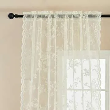 Elegant Ivory Lace Sheer Curtains for Light Filtering Home Decor