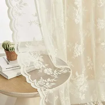 Elegant Ivory Lace Sheer Curtains for Light Filtering Home Decor
