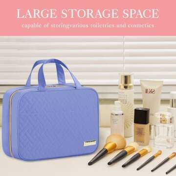 HOTOR Travel Toiletry Bag - Toiletry Bag w/Hanging Hook - Spacious Toiletry Bag for Women & Men, Mak...