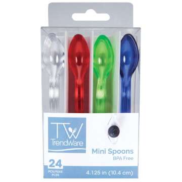 Creative Converting 24 Count Plastic Spoons, Mini, Assorted Colors
