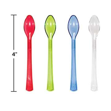 Creative Converting 24 Count Plastic Spoons, Mini, Assorted Colors