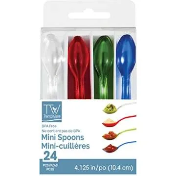 Creative Converting 24 Count Plastic Spoons, Mini, Assorted Colors