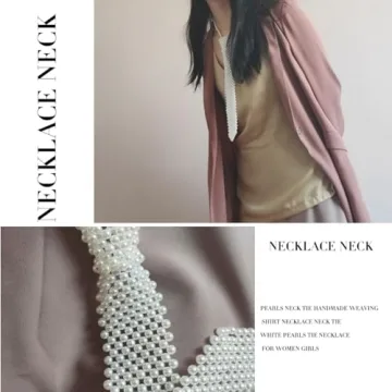 Elegant Bmirth Pearls Neck Tie for Women - Handmade Accessories