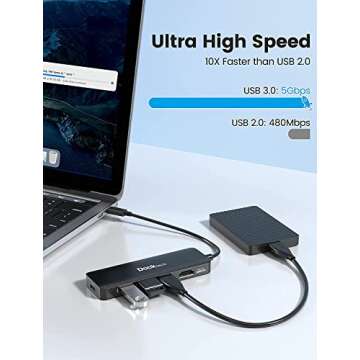 Dockteck USB-C Hub 4K 60Hz Multiport Adapter 5-in-1