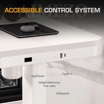 AIMEZO Standing Desk with Drawers, Adjustable Height Stand Up Desk, USB Ports,Sit to Stand Desk with Drawer Storage - 45"x23" White Desktop/Frame - Computer Workstation for Home & Office