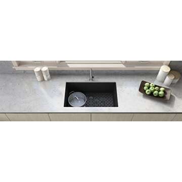 Ruvati 30 x 18 inch Granite Composite Undermount Single Bowl Kitchen Sink - Midnight Black - RVG2030BK