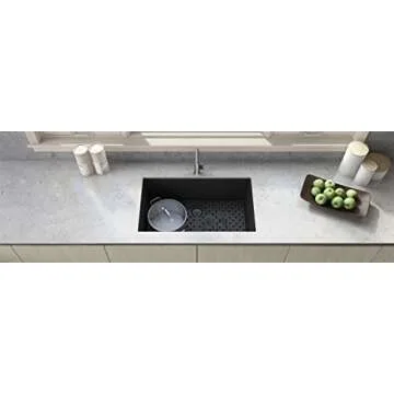 Ruvati 30 x 18 inch Granite Composite Undermount Single Bowl Kitchen Sink - Midnight Black - RVG2030BK