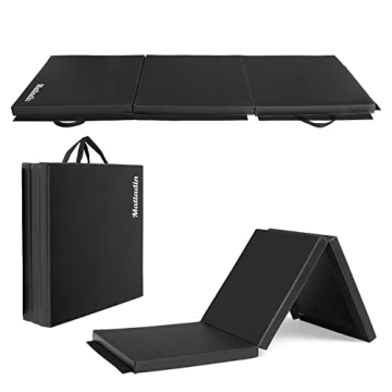 Matladin Folding Tri-fold Gymnastics & Exercise Mat - 6ft x 2ft - Versatile PU Leather Gym Gear