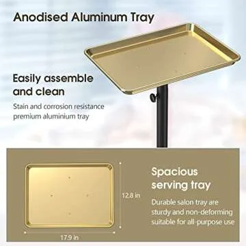 Salon Tray Tattoo Tray Salon Cart for Hair Stylist Salon Trolley Cart with Wheels Salon Rolling Tray Salon Stations Gold Color Tray