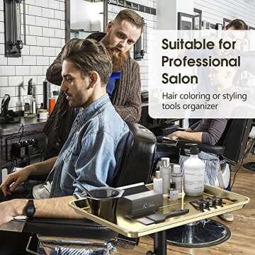 Salon Tray Tattoo Tray Salon Cart for Hair Stylist Salon Trolley Cart with Wheels Salon Rolling Tray Salon Stations Gold Color Tray