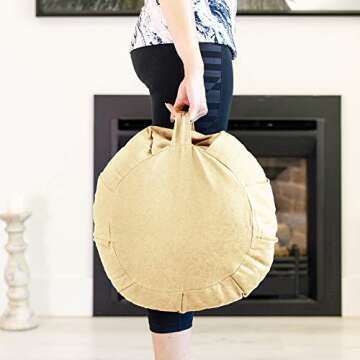 Seat Of Your Soul Meditation Cushion - Organic Cotton Zafu with Adjustable Buckwheat Hulls