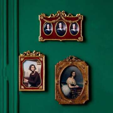 ZUOLUO European Vintage Resin Picture Frame Oval Collage Photo Frame Display Three 3inch Photos Rustic Picture Frame Image Holder Antique Retro Art Decoration Tabletop Ornaments Home Wall Decor