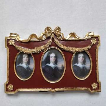 ZUOLUO European Vintage Resin Picture Frame Oval Collage Photo Frame Display Three 3inch Photos Rustic Picture Frame Image Holder Antique Retro Art Decoration Tabletop Ornaments Home Wall Decor