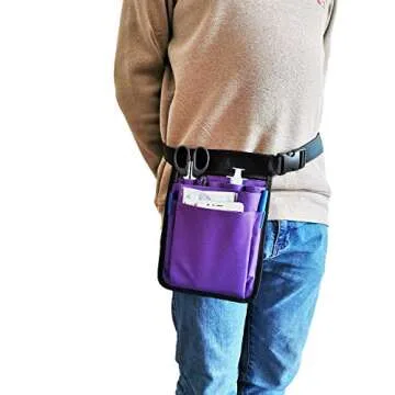 Nurse Utility Organizer Belt Fanny Pack Hip Bag Waist Pack Pouch Case for Medical Scissors Care Kit Tool (purple)