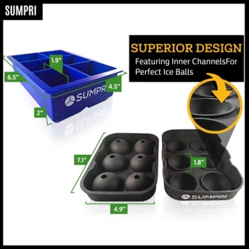 SUMPRI Sphere Ice Mold & Big Ice Cube Trays for Drinks