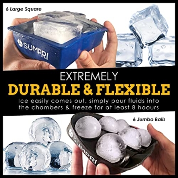 SUMPRI Sphere Ice Mold & Big Ice Cube Trays for Drinks