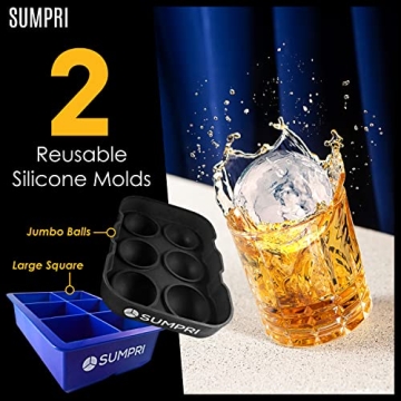 SUMPRI Sphere Ice Mold & Big Ice Cube Trays for Drinks